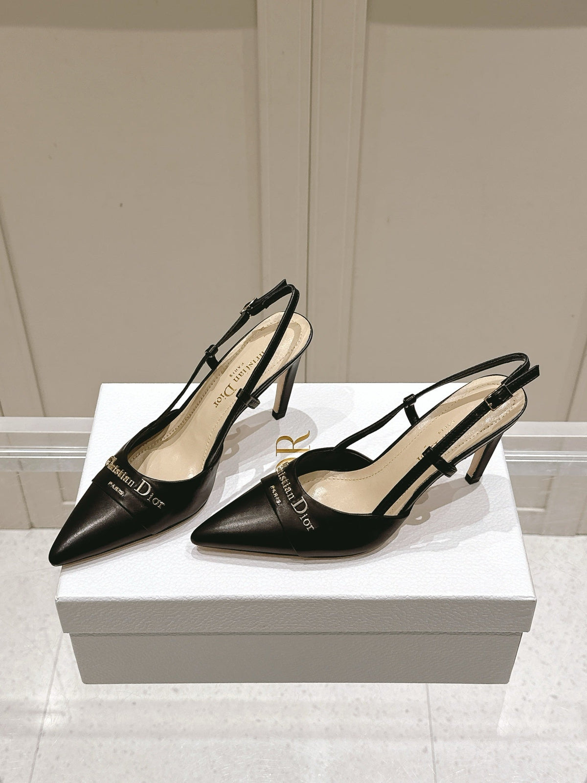 DIOR MY DD 25S SLINGBACK PUMP 50MM IN BLACK CALFSKIN